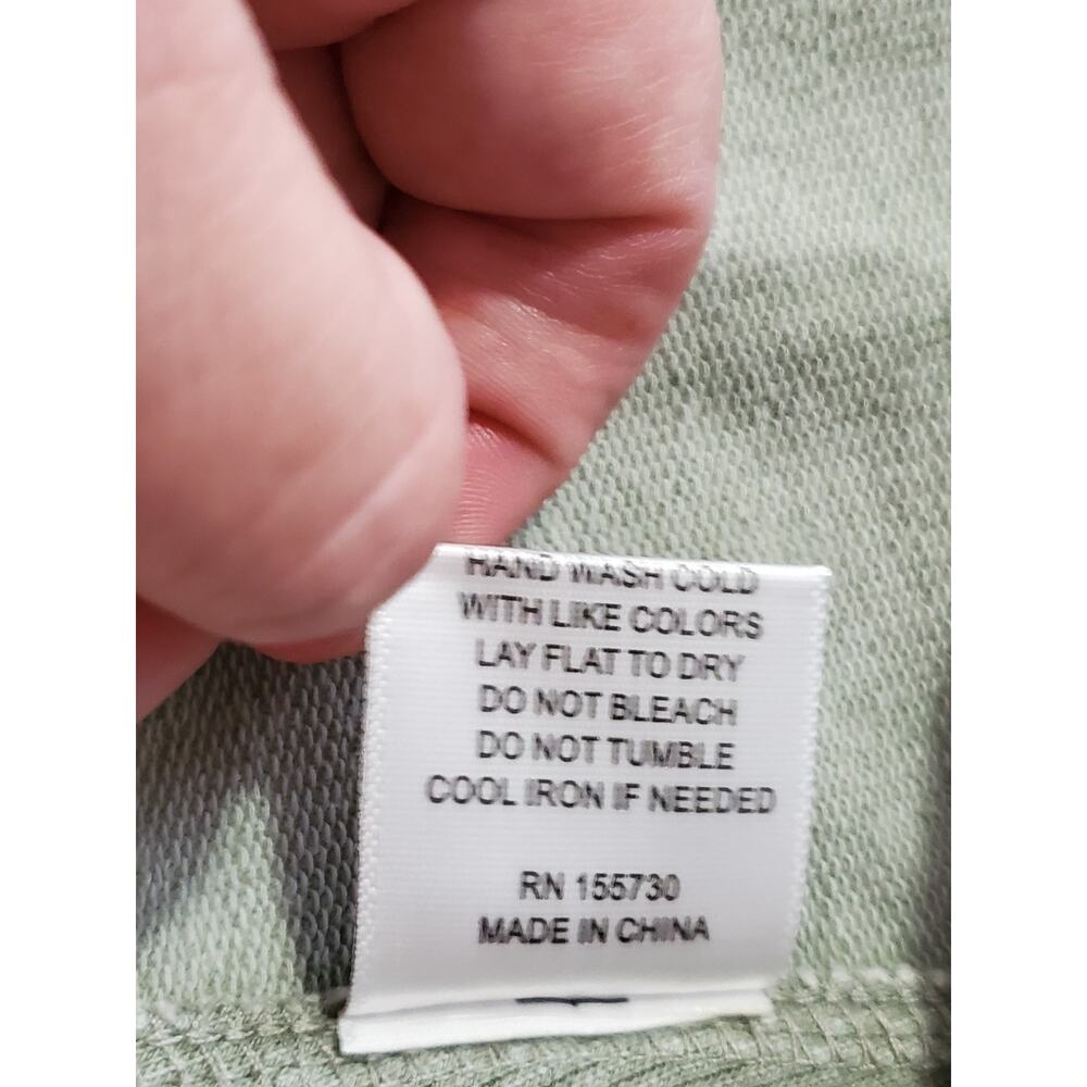 Jane & Delancey Womens Large Sage Green Sweatshirt Eyelet Lace Trim V Neck NWT - Picture 8 of 11